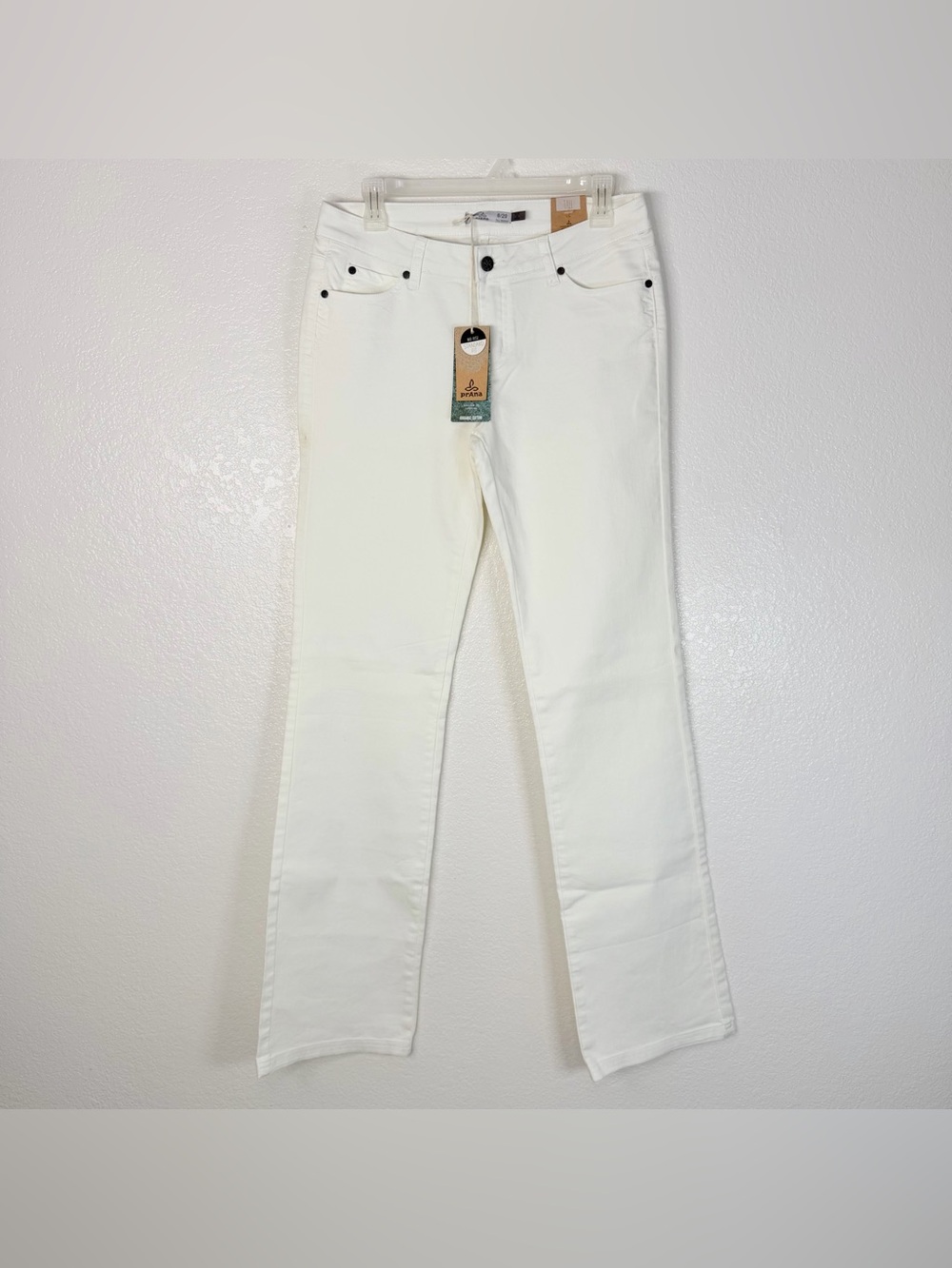 PRANA Jada Jean Organic Cotton Blend Size 8 / 29 Tall 34.5" L White Minimalist